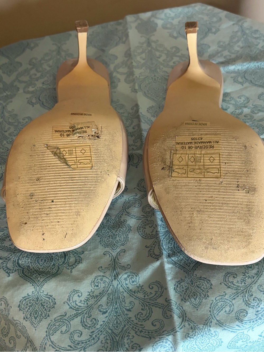 Anne Michelle Beige Slip-On Square Toe Mules - Picture 4 of 7
